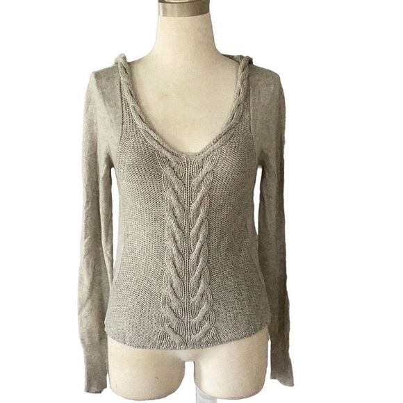 Anthropologie Yoon Polka Dot Hooded Wool Cashmere Sweater Women’s Small - Picture 2 of 9